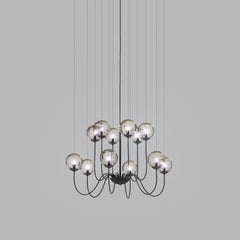Vistosi Puppet Pendant Light in Smoky Transparent Glass And Matt Black Frame