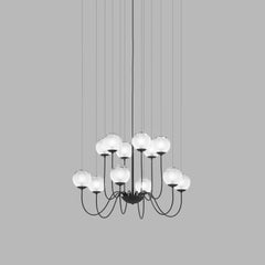 Vistosi Puppet Pendant Light in White Shaded Glass And Matt Black Frame