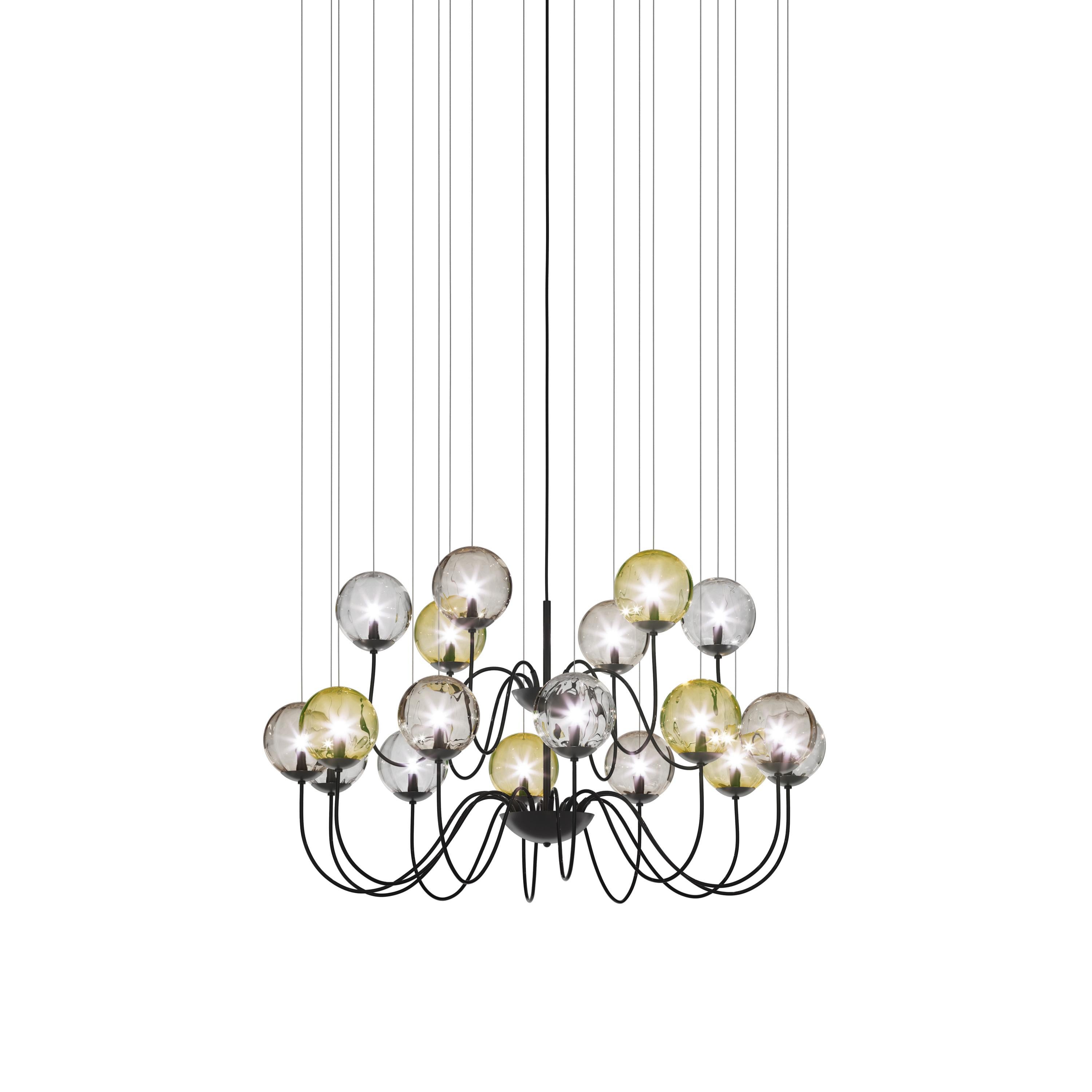 Modern Vistosi Puppet Pendant Light in Multicolor Glass And Matt Black Frame For Sale