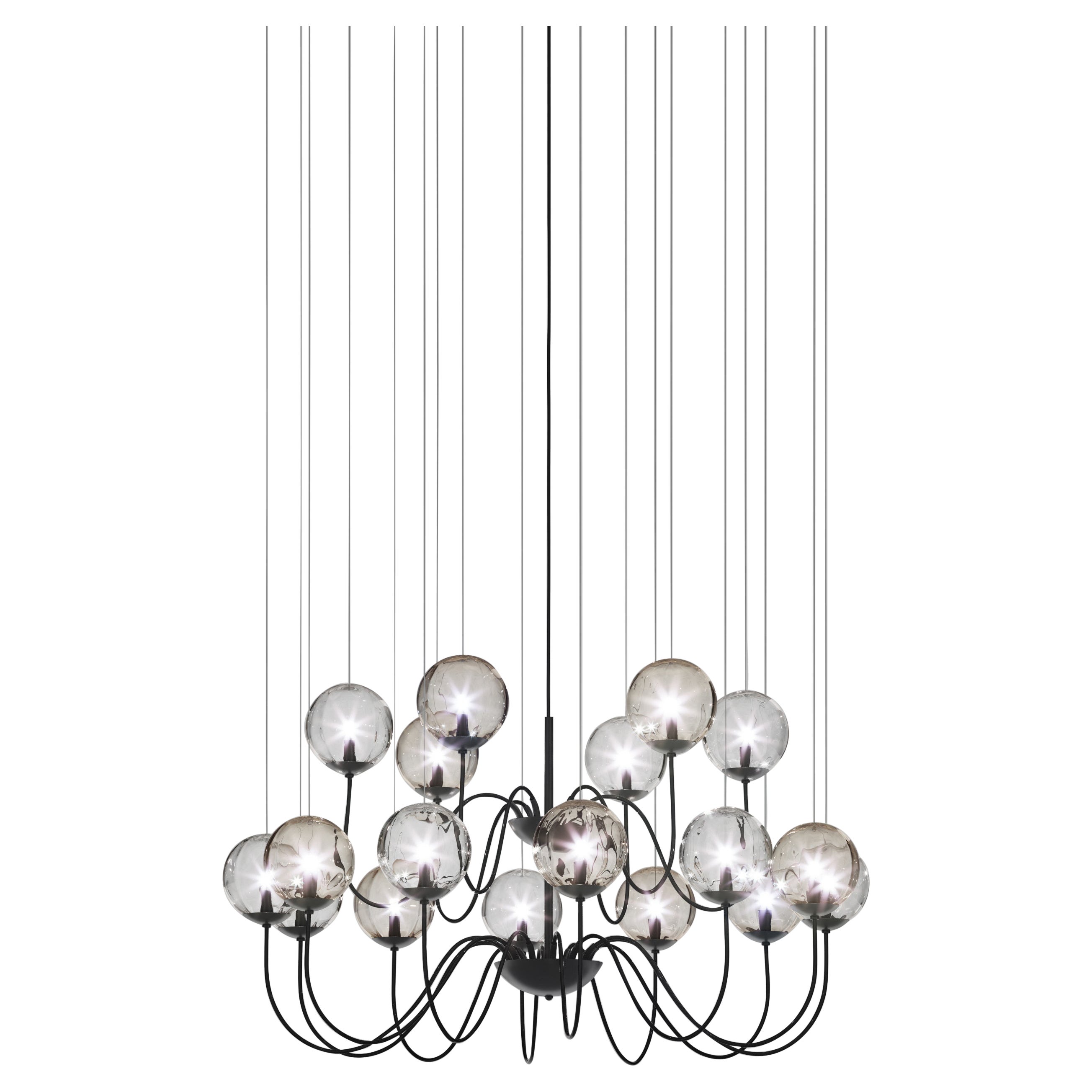 Lampe à suspension marionnettes Vistosi 18P multicolore 3 avec cadre noir mat en vente