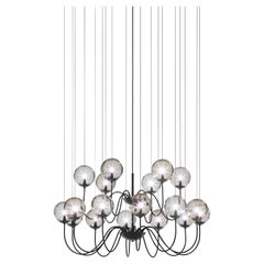 Vistosi Puppet Pendant Light 18P in Multicolore 3 con cornice nera opaca