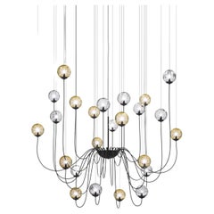 Vistosi Puppet Pendant Light in Multicolor Glass And Matt Black Frame