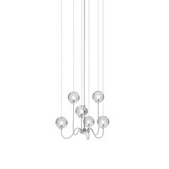 Vistosi Puppet Pendant Light in Crystal Transparent Glass & Glossy Chrome Frame