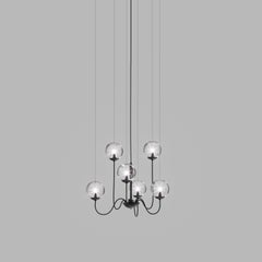 Vistosi Puppet Pendant Light in Crystal Transparent Glass And Matt Black Frame
