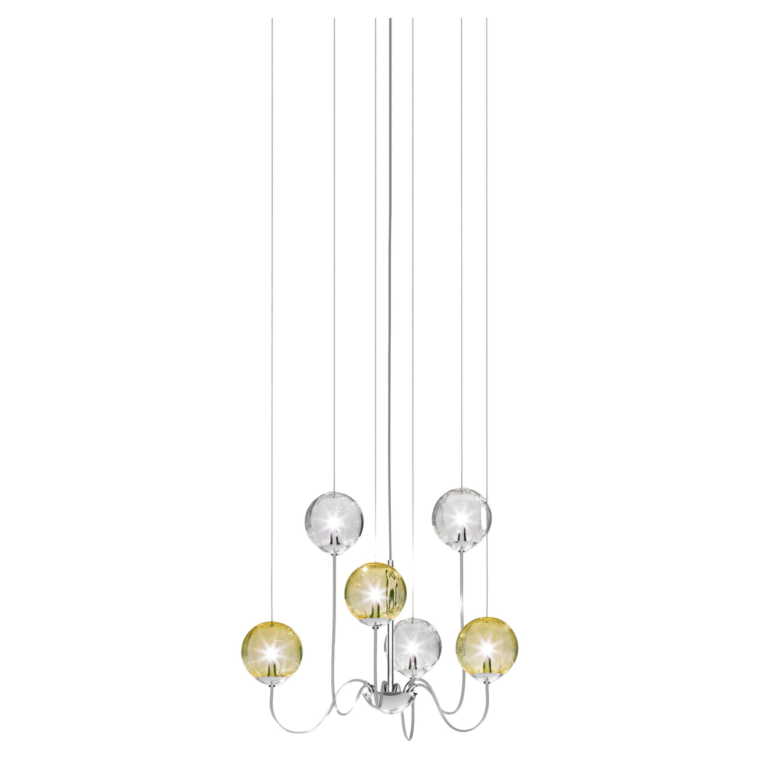 Vistosi Puppet Pendant Light in Multicolor Glass And Glossy Chrome Frame