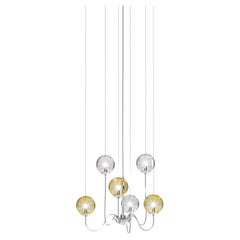 Vistosi Lámpara Colgante Marioneta de Cristal Multicolor y Marco Cromado Brillante