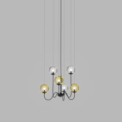Vistosi Puppet Pendant Light in Multicolor Glass And Matt Black Frame