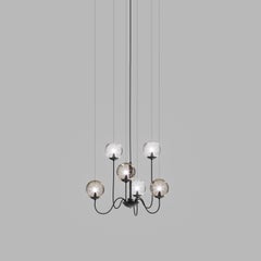 Vistosi Puppet Pendant Light in Multicolor Glass And Matt Black Frame