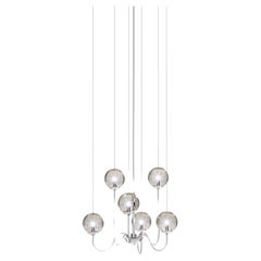 Vistosi Puppet Pendant Light in Smoky Transparent Glass And Glossy Chrome Frame