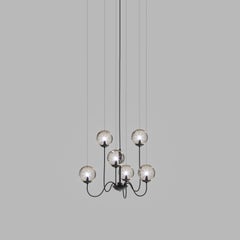 Vistosi Puppet Pendant Light in Smoky Transparent Glass And Matt Black Frame