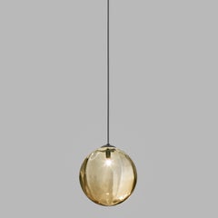 Vistosi Puppet Pendant Light in Amber Transparent Glass And Matt Black Frame