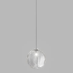Vistosi Puppet Pendant Light in Crystal Transparent Glass & Glossy Chrome Frame