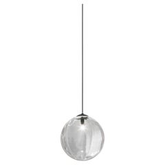 Vistosi Puppet Pendant Light in vetro trasparente e cornice nera opaca