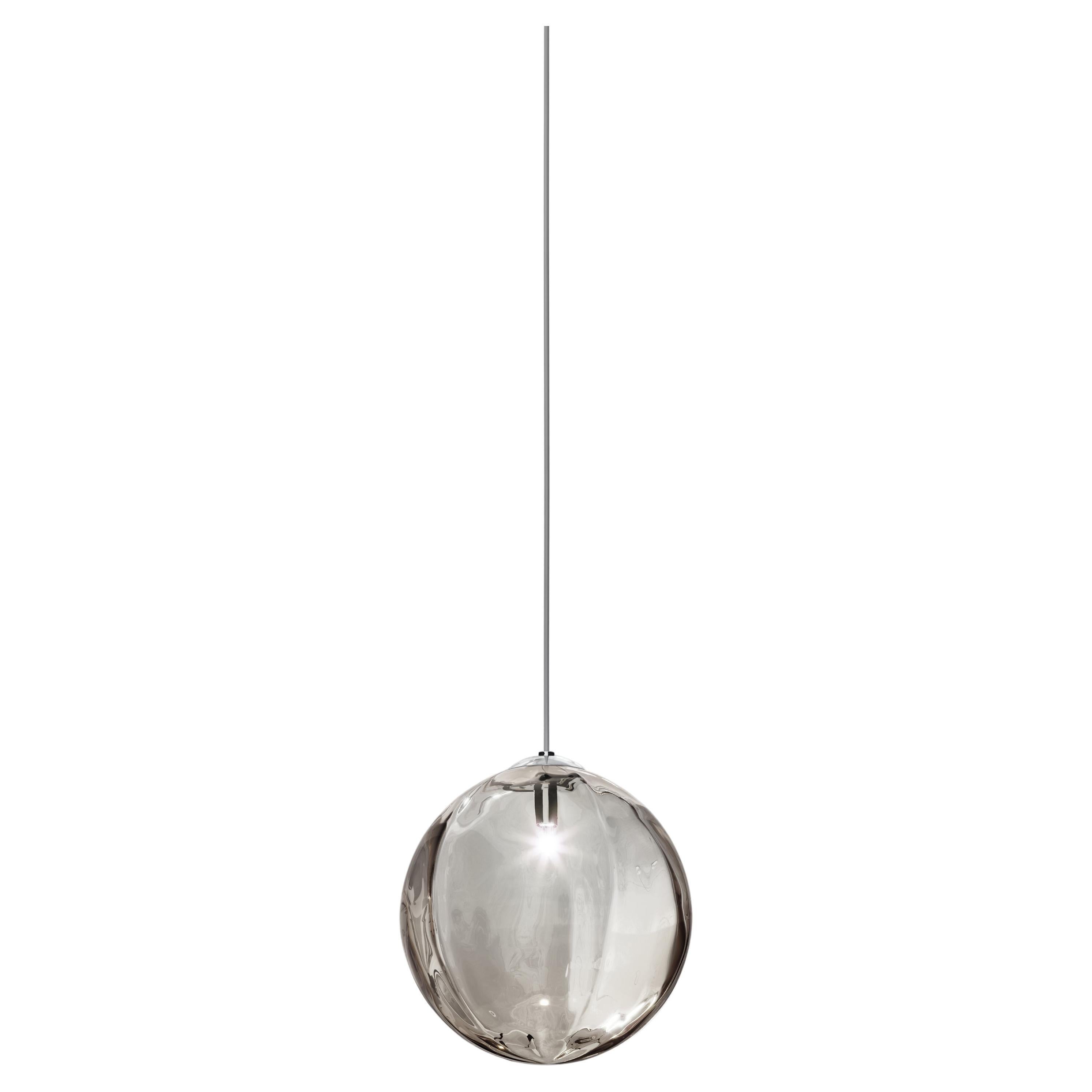 Vistosi Puppet Pendant Light in Smoky Transparent Glass And Glossy Chrome Frame For Sale