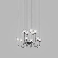 Vistosi Puppet Pendant Light in Crystal Transparent Glass And Matt Black Frame
