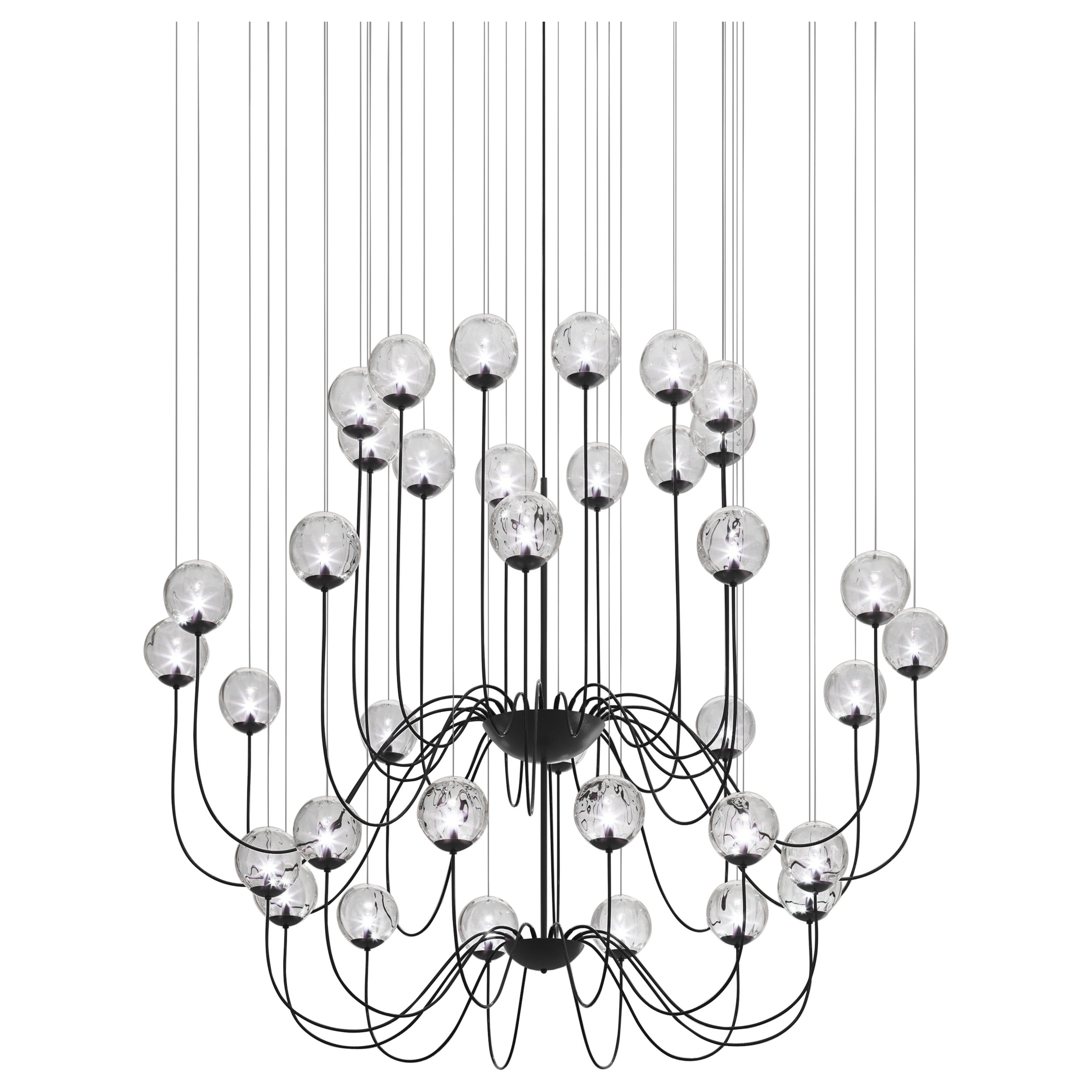 Vistosi Puppet Pendant Light in Crystal Transparent Glass And Matt Black Frame