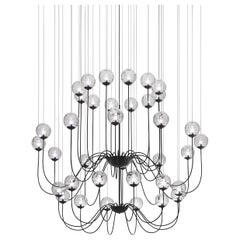 Vistosi Puppet Pendant Light in Crystal Transparent Glass And Matt Black Frame
