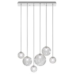 Vistosi Puppet Pendant Light in vetro trasparente e montatura cromata lucida