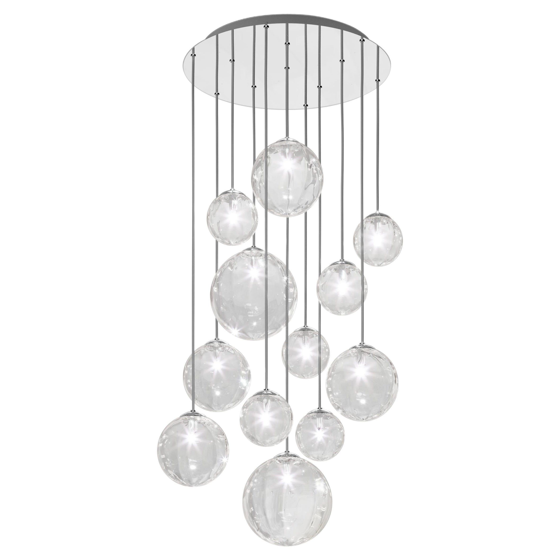 Vistosi Puppet Lights en verre cristal transparent et cadre chromé brillant