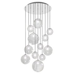 Vistosi Puppet Pendant Light in vetro trasparente e montatura cromata lucida