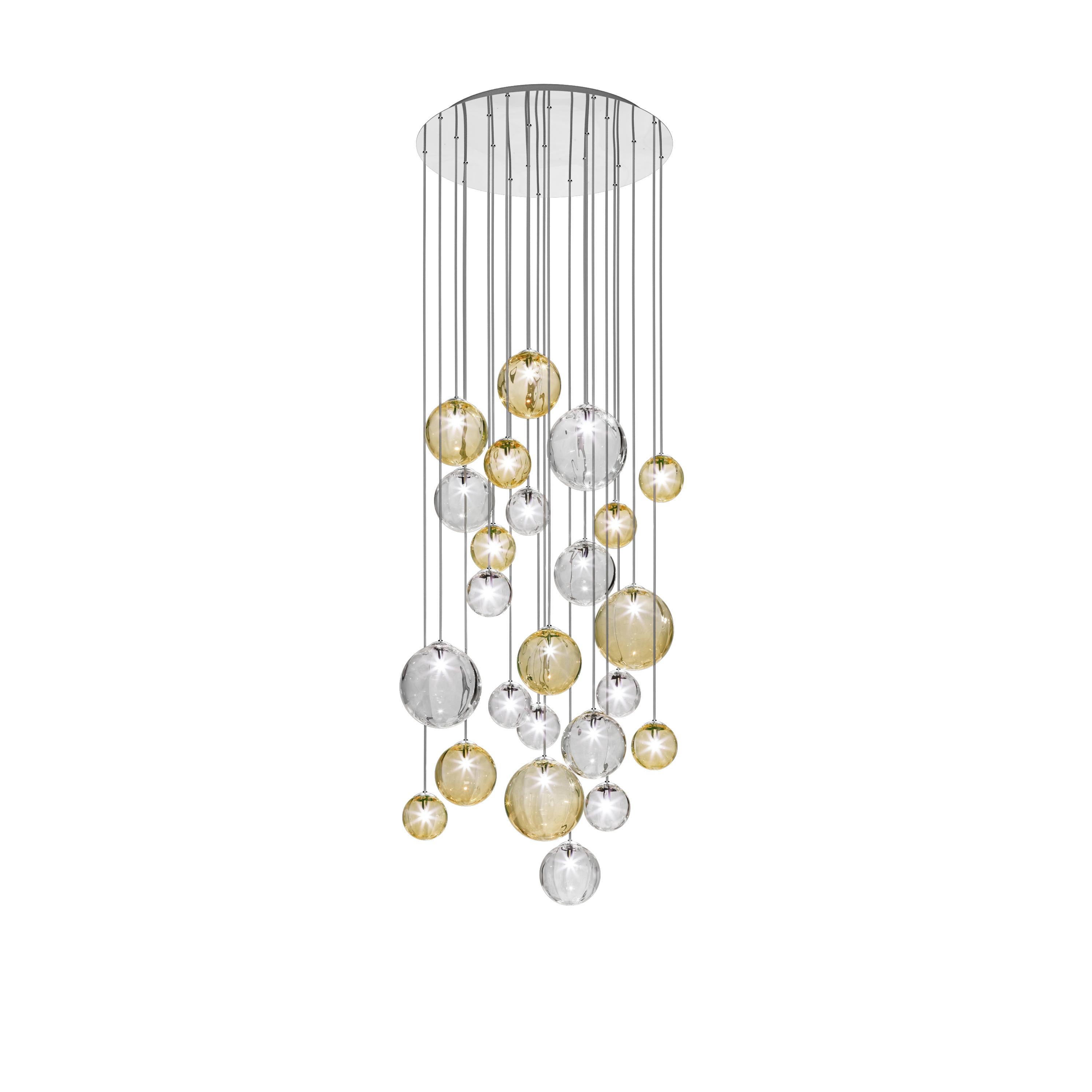 Modern Vistosi Puppet Pendant Light in Multicolor Glass And Glossy Chrome Frame For Sale