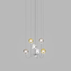 Vistosi Puppet Pendant Light in Multicolor Glass And Glossy Chrome Frame