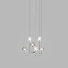 Vistosi Puppet Pendant Light in Multicolor Glass And Glossy Chrome Frame