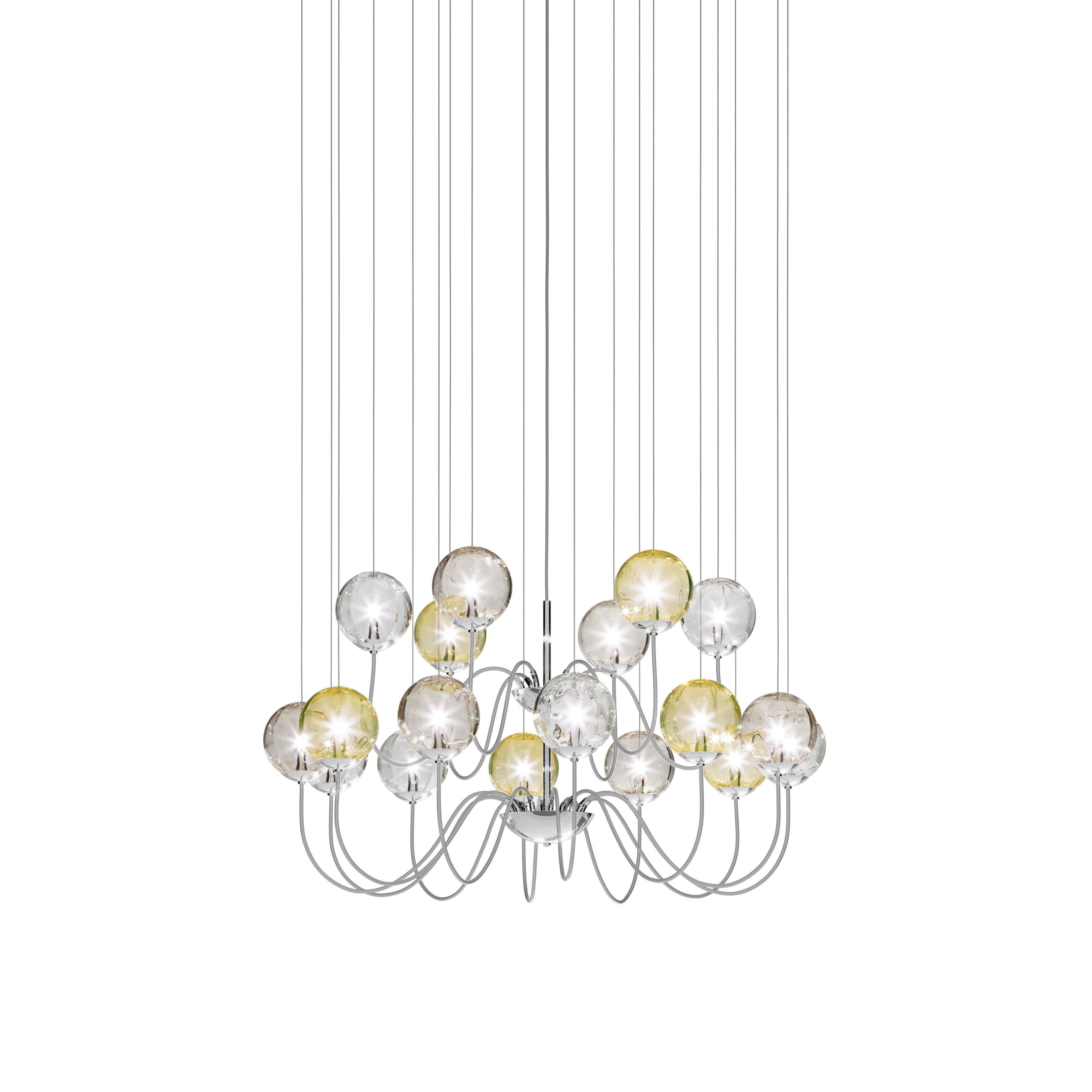 Modern Vistosi Puppet Pendant Light in Multicolor Glass And Glossy Chrome Frame For Sale