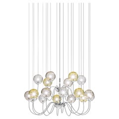 Vistosi Puppet Pendant Light in vetro multicolore e cornice cromata lucida