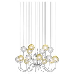 Vistosi Puppet Pendant Light in vetro multicolore e cornice cromata lucida