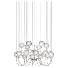 Vistosi Puppet Pendant Light in vetro multicolore e cornice cromata lucida