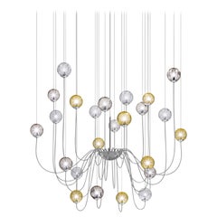 Vistosi Puppet Pendant Light in vetro multicolore e cornice cromata lucida
