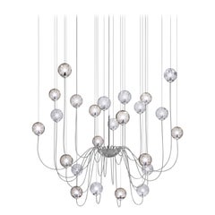 Vistosi Puppet Pendant Light in vetro multicolore e cornice cromata lucida