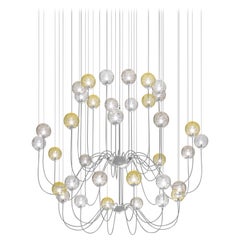 Vistosi Puppet Pendant Light in vetro multicolore e cornice cromata lucida