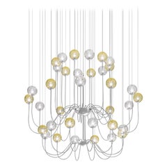 Vistosi Puppet Pendant Light in vetro multicolore e cornice cromata lucida