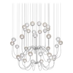 Vistosi Puppet Pendant Light in vetro multicolore e cornice cromata lucida