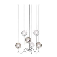 Vistosi Puppet Pendant Light in vetro multicolore e cornice cromata lucida