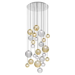 Vistosi Puppet Pendant Light in vetro multicolore e cornice cromata lucida