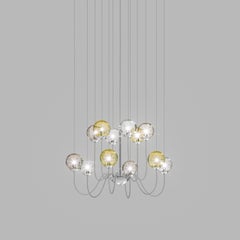 Vistosi Puppet Pendant Light in Multicolor Glass And Glossy Ghrome Frame
