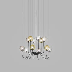 Vistosi Puppet Pendant Light in Multicolor Glass And Matt Black Frame