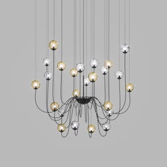 Vistosi Puppet Pendant Light in Multicolor Glass And Matt Black Frame