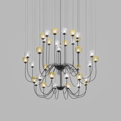 Vistosi Puppet Pendant Light in Multicolor Glass And Matt Black Frame