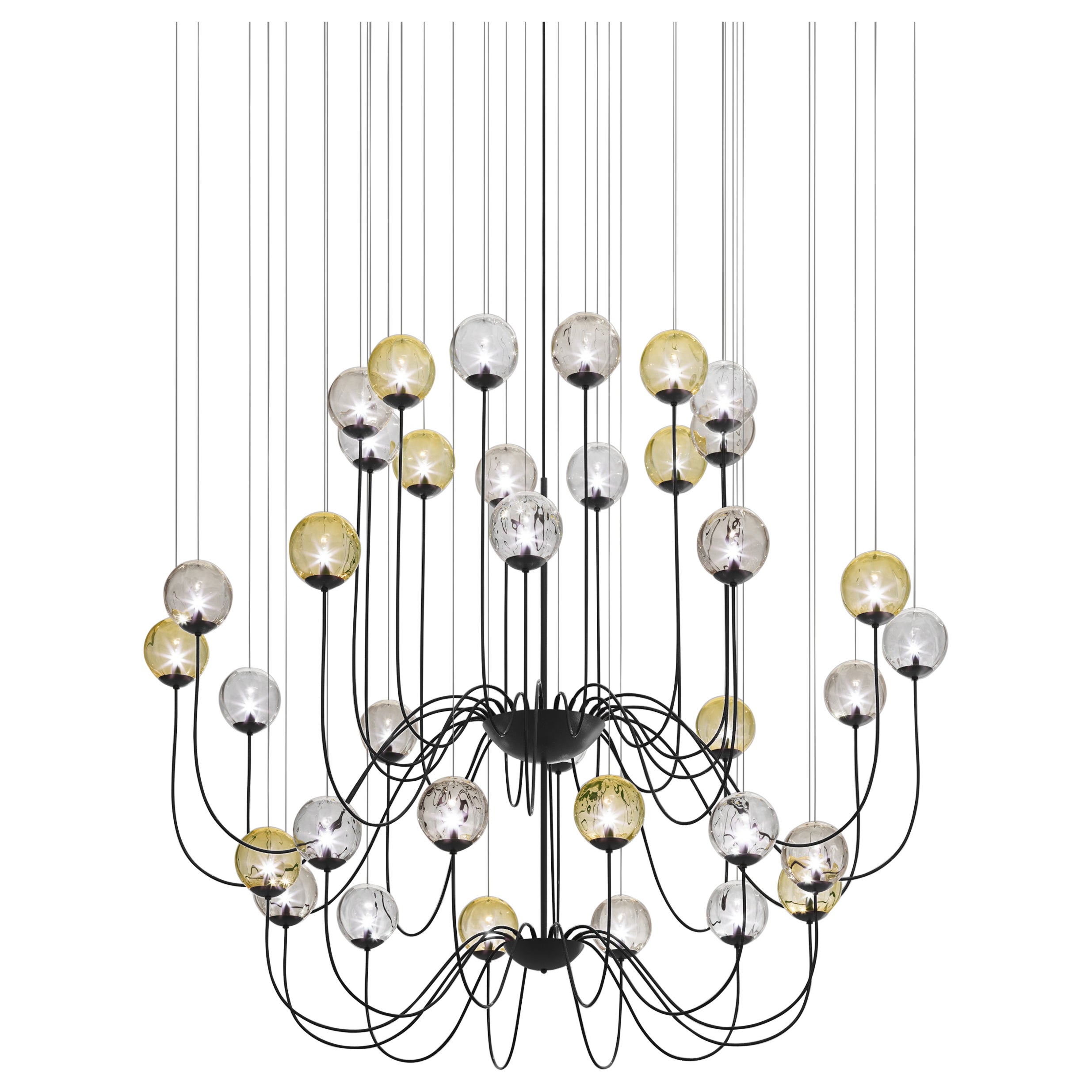 Vistosi Puppet Pendant Light in Multicolor Glass And Matt Black Frame
