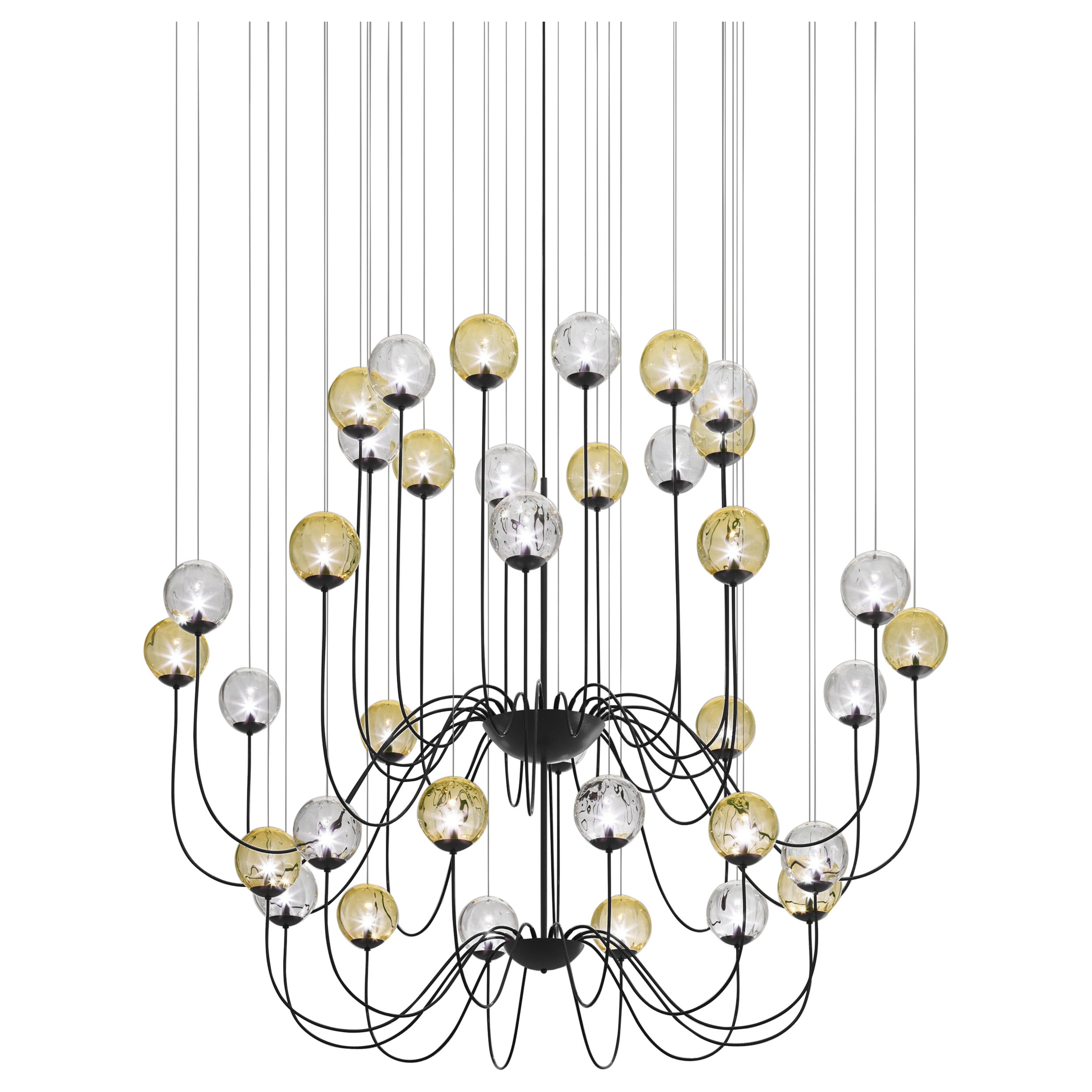 Vistosi Puppet Pendant Light in Multicolor Glass And Matt Black Frame