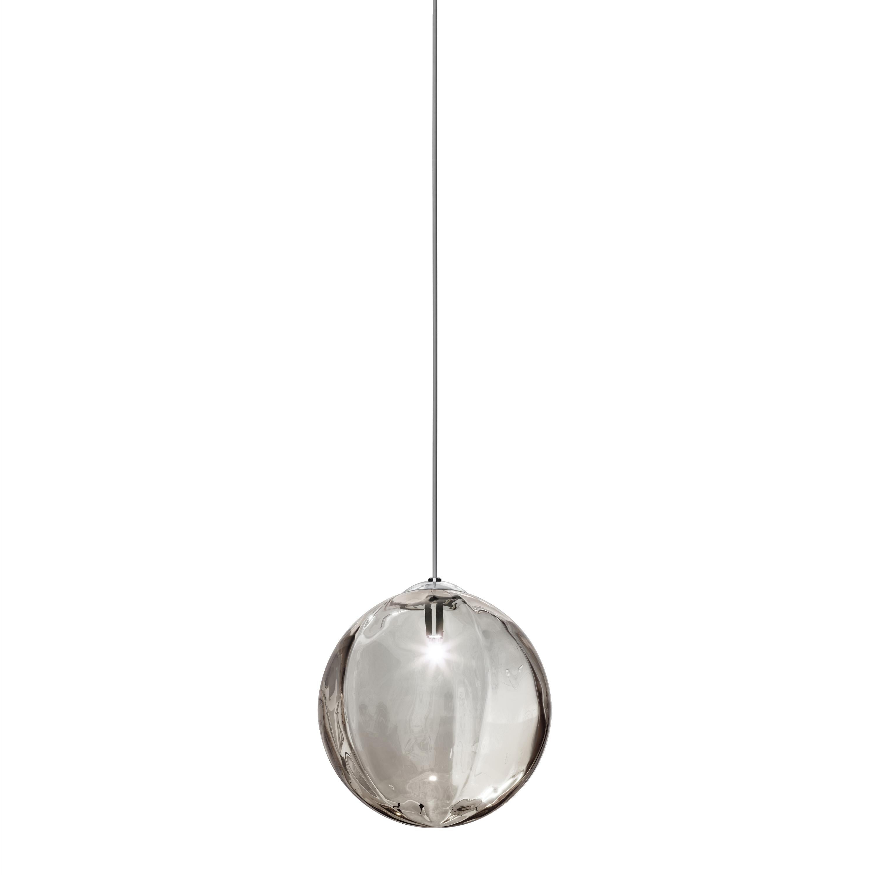 Modern Vistosi Puppet Pendant Light in Smoky Transparent Glass And Glossy Chrome Frame For Sale