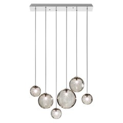 Vistosi Puppet Pendant Light in vetro trasparente fumé e montatura cromata lucida