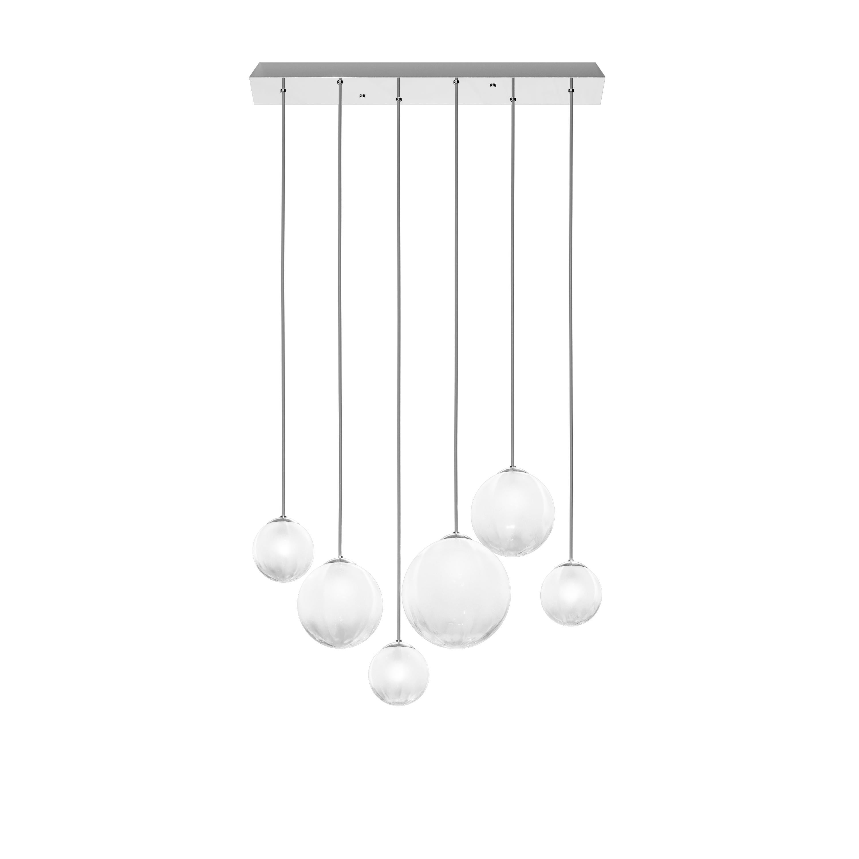 Modern Vistosi Puppet Pendant Light in White Shaded Glass And Glossy Chrome Frame For Sale