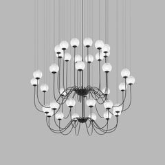 Vistosi Puppet Pendant Light in White Shaded Glass And Matt Black Frame