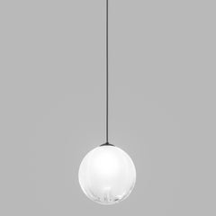 Vistosi Puppet Pendant Light in White Shaded Glass And Matt Black Frame