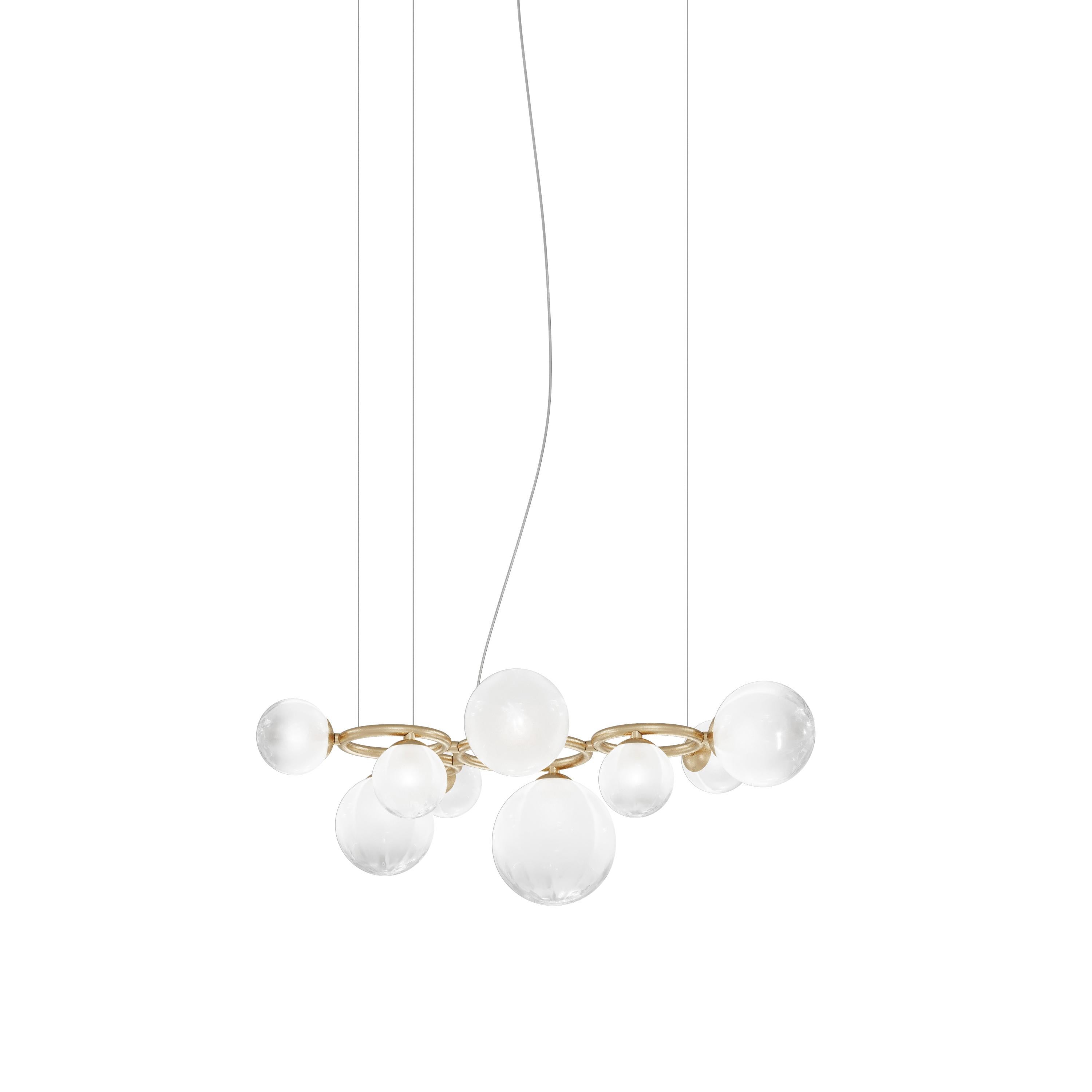 Italian Vistosi Pendant Light in White Shaded Glass And Matt Gold Frame For Sale
